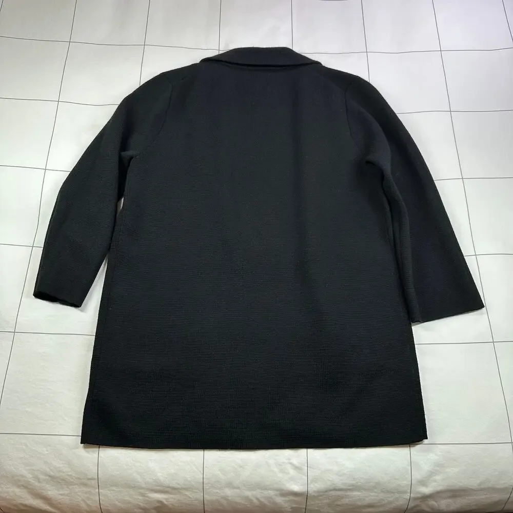 J.Crew Sweater Blazer Womens Small Black Sophie Open Front Merino Wool Classic